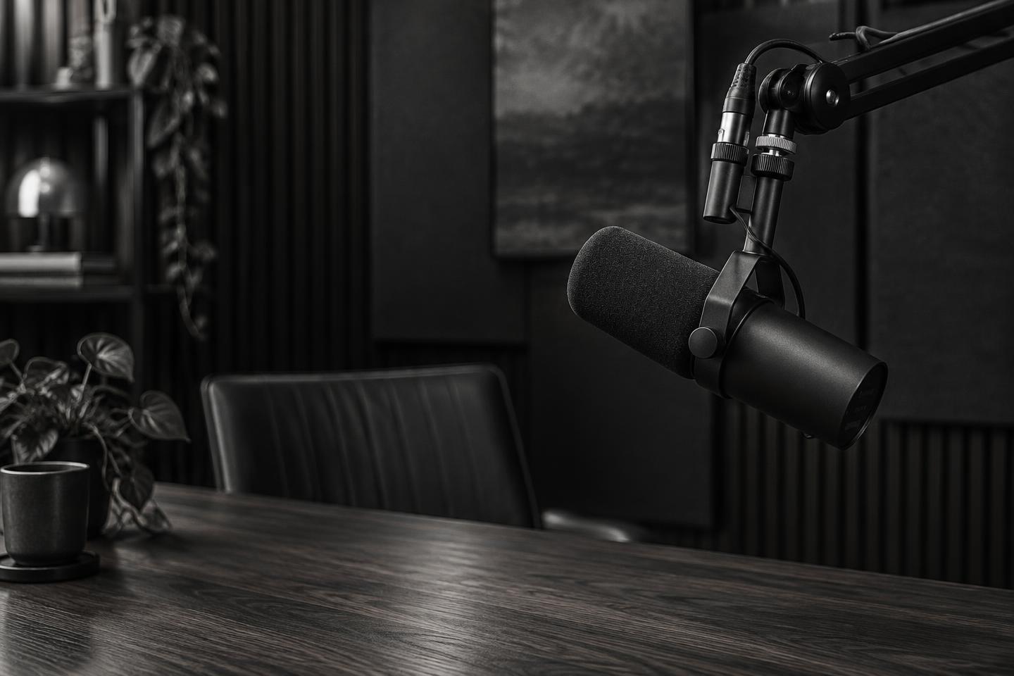 Illustrative podcast studio microphone